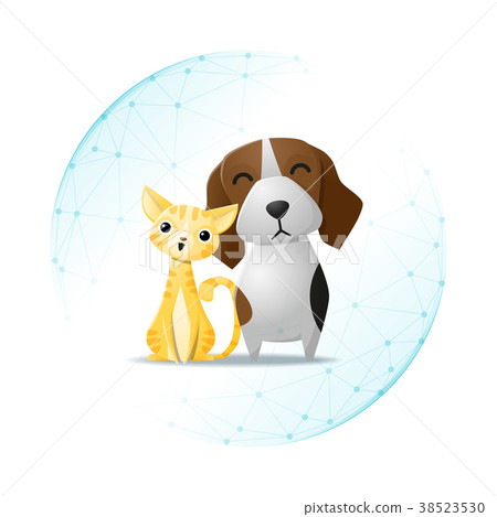 插图素材 pet care concept with cat and dog