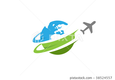 图库插图: travel airplane world creative air logo