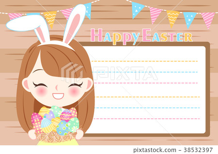 插图素材: girl with happy easter