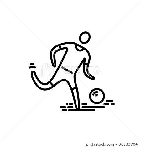 插图素材: thin line icon. football soccer player.