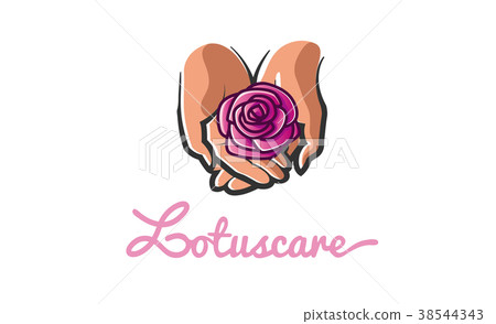 图库插图: nature hands rose logo design symbol illustration