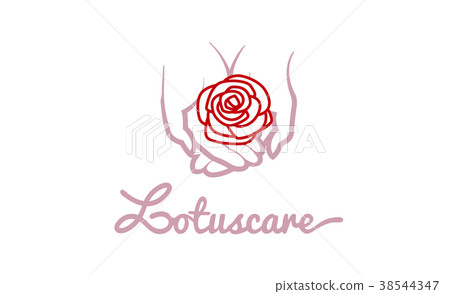 插图素材: lotus care hands holding rose logo design symbol