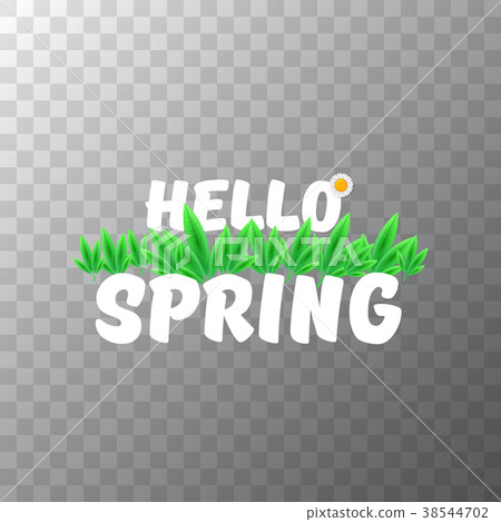 插图素材: vector hello spring cut paper banner with text and