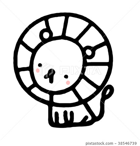 插图素材: cartoon lion in hand drawn style.