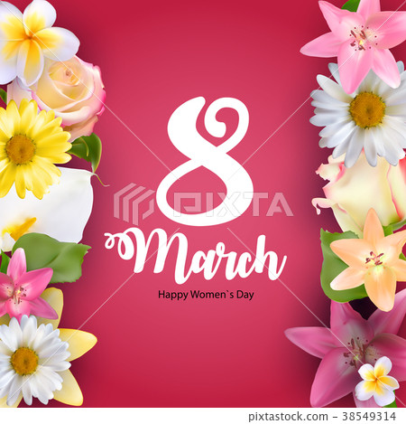 插图素材: poster international happy women"s day 8 march