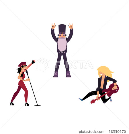 插图素材: vector flat rock music people set.