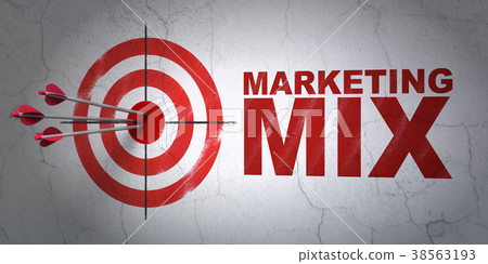 图库插图: marketing concept: target and marketing mix on