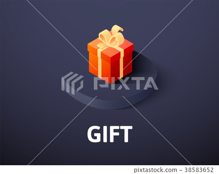 插图素材: gift isometric icon, isolated on color background