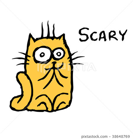 插图素材: scared orange cat tik. vector illustration.