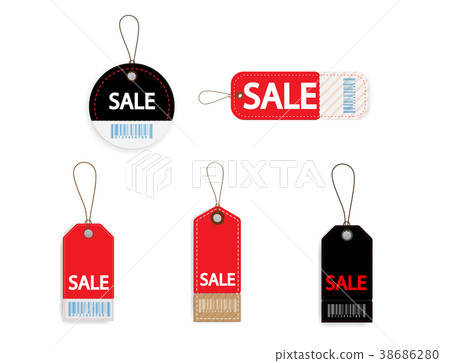 插图素材: set of price discount sale tag label with barcode 查看