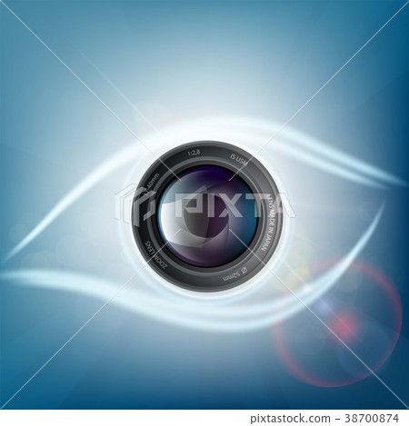 图库插图: camera lens is in the form of a human eye.