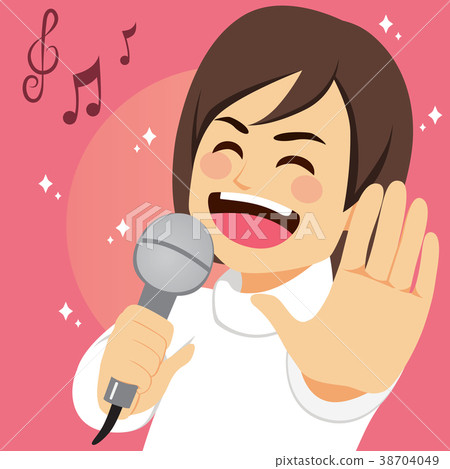 插图素材: man singing happy