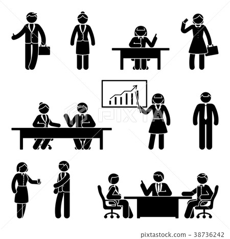 插图 stick figure business report icon set 首页 插图 姿势/表情