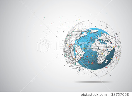 插图素材: global network connection. world map point