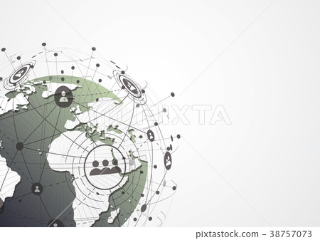 插图素材: global network connection. world map point