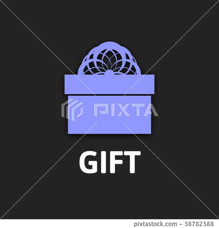 插图素材: gift box icon with ribbon, flat design