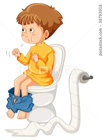 插图素材: little boy on the toilet