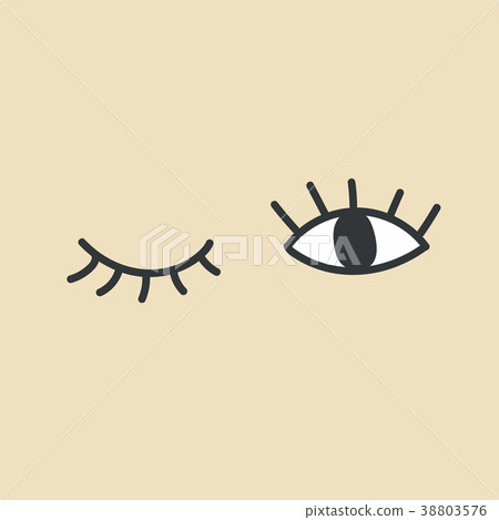 图库插图: hand drawn eye doodles. open and winking eyes.