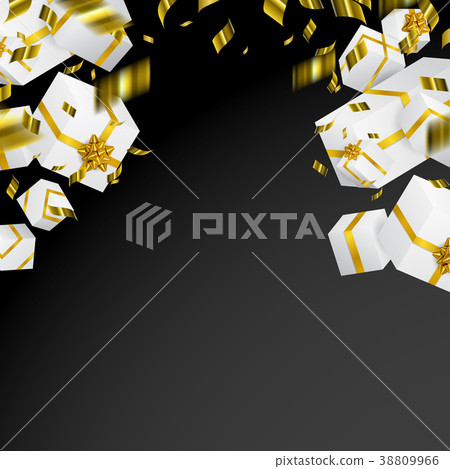 插图素材: gift 3d background. festive box and bow.