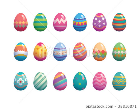 easter egg,easter egg图片 图库插图: set of easter eggs flat design on white background