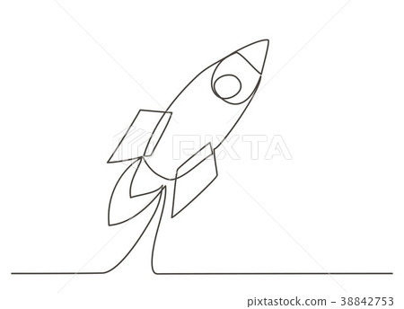 插图素材: rocket one line drawing