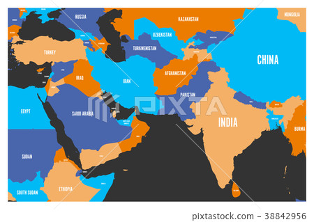 图库插图: political map of south asia and middle east