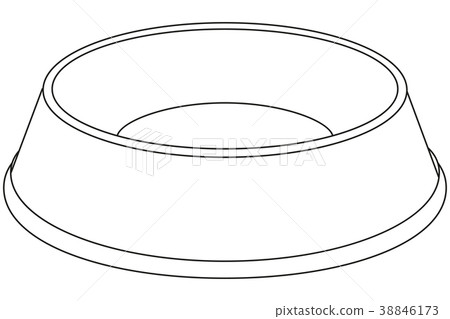 插图素材: line art black and white empty pet food bowl.