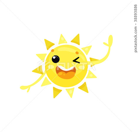 插图素材 cartoon icon of friendly yellow sun winking eye