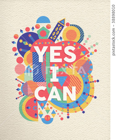 图库插图: yes i can positive art motivation quote poster