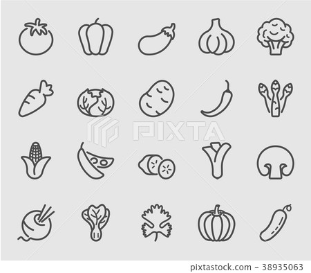 插图素材: vegetable line icon