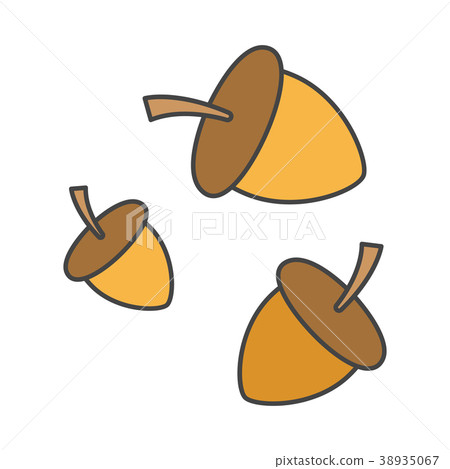 插图素材: cartoon forest ripe acorns isolated illustration