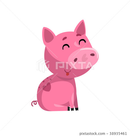 smiling pink funny cartoon baby piglet, cute 首页 插图 姿势/表情