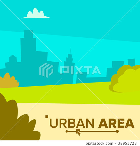 图库插图: urban area vector. modern city town landscape with