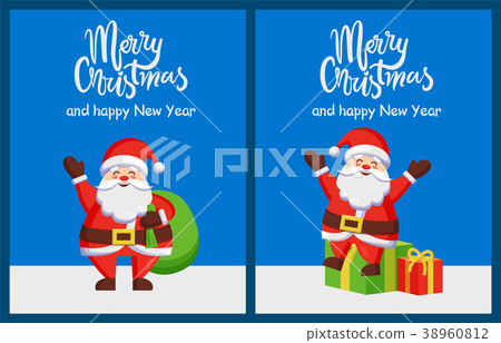 图库插图: merry christmas and happy new year santa congrats