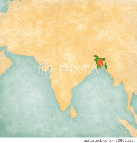 插图素材: map of south asia - bangladesh