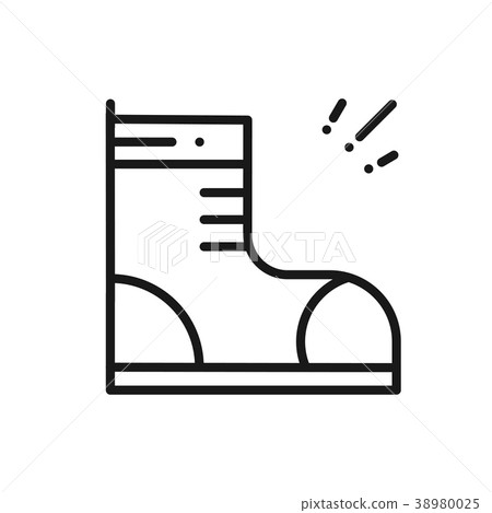插图素材: hiking shoes line icon. trekking boots sign and