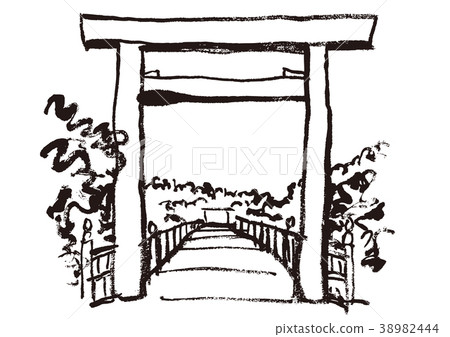 图库插图: 伊势神宫水彩画