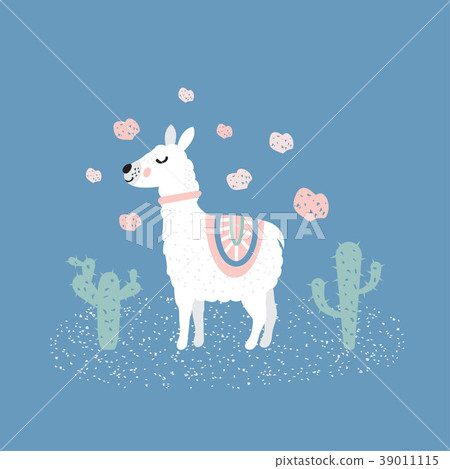 图库插图: cute llama illustration