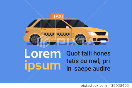 插图素材: yellow taxi car icon modern cab isolated on blue