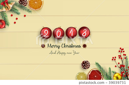 2018 merry christmas and happy new year with chris-插图素材