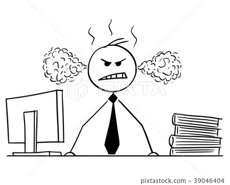 插图素材: cartoon of angry businessman or manager behind 查看