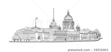 图库插图: st. petersburg city, russia saint isaac"s skyline