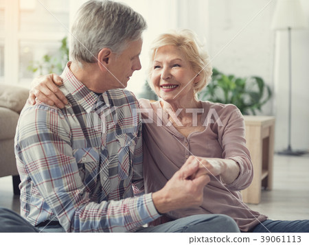 图库照片: loving old man and woman having happy senility