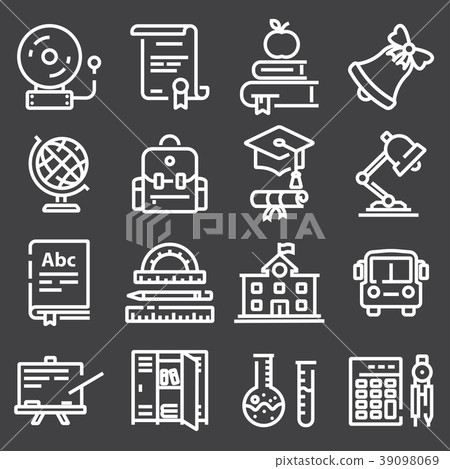 图库插图: vector outline icon collection - school education