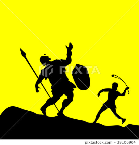 插图素材: david and goliath. silhouette, hand drawn 查看全部