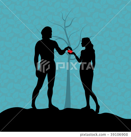 插图素材: adam and eve. silhouette, hand drawn 查看全部