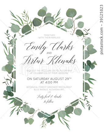 图库插图: wedding floral invite, save the date card design