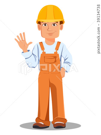 插图素材: handsome builder in uniform