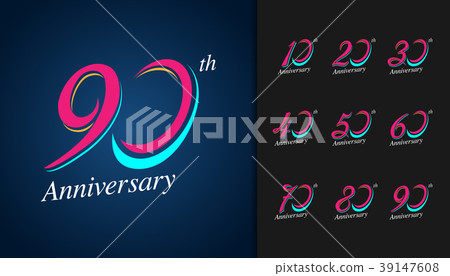 插图素材: set of anniversary logotype.
