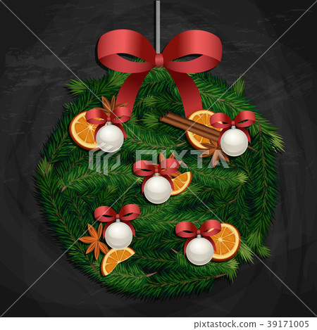 插图素材: merry christmas and happy new year greeting card